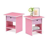 Furinno Bin Drawer Storage 2-Pack Tavolino con Cassetto, Legno Composito, Rosa/Rosa Chiaro, 39.37 x 39.37 x 45.21 cm, 2 unità