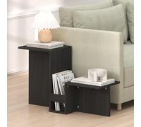 Furinno BOYATE Tavolino laterale, tavolino a forma di valle, tavolino con ripiano a più livelli e portariviste, per soggiorno, espresso