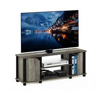 Furinno Brahms Mobile TV con Ripiani e contenitori, Legno ingegnerizzato, Rovere Francese/Nero, Taglia Unica