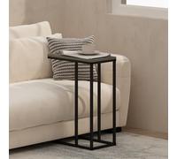 Furinno C-SHAPED Side Table, Tavolino Laterale con Struttura in Metallo, Comodino, Tavolino da Letto, per Soggiorno, Camera da Letto, French Oak Grey