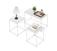 Furinno CAMNUS Set di tavoli da soggiorno, set di 3 tavolini con tavolino da caffè e 2 tavolini laterali, per soggiorno, Bianco/Bianco