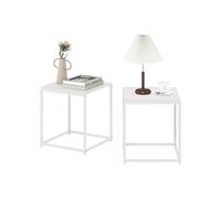 Furinno Camnus Tavolino Soggiorno Moderno, Bianco solido/Bianco, Set di due