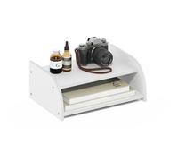 Furinno CLASSIC Organizzatori e Accessori da Scrivania, Rialzo Monitor a 2 Livelli, Organizzazione da Ufficio, Mensola Libreria, Accessori da Scrivania per Ufficio, Bianco