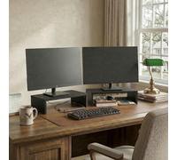 Furinno CLASSIC - Set di 2 supporti per monitor da 15,6", impilabili, separabili, per scrivania, organizer da scrivania e accessori, per ufficio, caffè espresso