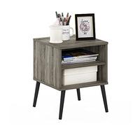 Furinno Claude in Stile metà secolo con Gambe in Legno, ingegnerizzato, Rovere Francese Grigio, Taglia Unica