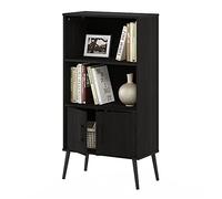 Furinno Claude Libreria in stile Mid Century con gambe in legno, Espresso