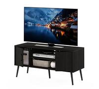 Furinno Claude - Porta TV in stile metà secolo con gambe in legno, 2 armadi, Espresso