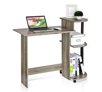 Furinno Compact Scrivanie per Computer, Legno, Rovere Francese Grigio/Nero, 39.62 x 39.62 x 85.34 cm