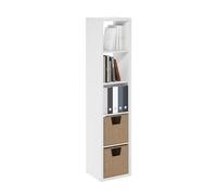 Furinno Cubicle Apri indietro Decorativo Cubo verticale Organizer per riporre oggetti, 5 cubi, Bianco