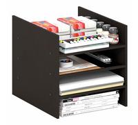 Furinno CUBICLE inserto per cubo, organizer per cubi a 3 ripiani, accessorio a 3 livelli, compatibile con Furinno Triple Thick Cubes e Ikea Kallax, per organizzazione e contenimento, rovere scuro nero