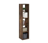 Furinno CUBICLE Libreria 5 Cubi Struttura Spessa Verticale, Libreria Reversibile Orizzontalmente e Verticalmente con Schienale Aperto, per Soggiorno, Camera da Letto, Home Office, Pino Ambra