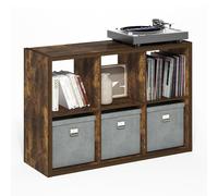 Furinno CUBICLE Libreria 6 Cubi Struttura Spessa, Libreria Reversibile Orizzontalmente e Verticalmente con Schienale Aperto, per Soggiorno, Camera da Letto, Home Office, Pino Ambra