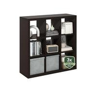Furinno CUBICLE Libreria 9 Cubi, Struttura a Triplo Spessore Organizer a Cubi, Libreria, per Home Office, Soggiorno, Black Oak