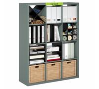 Furinno CUBICLE libreria a 12 cubi con telaio spesso, libreria reversibile con retro aperto, per soggiorno, camera da letto, ufficio in casa, verde salvia