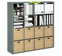 Furinno CUBICLE libreria a 16 cubi con telaio spesso, libreria reversibile con retro aperto, per soggiorno, camera da letto, ufficio in casa, verde salvia