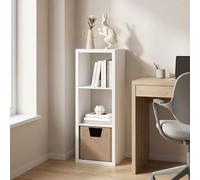 Furinno CUBICLE Libreria a 3 cubi con telaio spesso, libreria reversibile orizzontalmente e verticalmente, 37,08 x 40,39 x 111,76 cm, per soggiorno, camera da letto, ufficio domestico, Bianco semplice