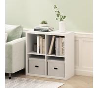Furinno CUBICLE - Libreria a 4 cubi, telaio extra spesso, reversibile, con retro aperto, 37,1 x 76,2 x 76,2 cm, per soggiorno, camera da letto, casa, ufficio, tinta unita, bianco