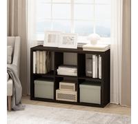 Furinno CUBICLE Libreria a 6 cubi con telaio spesso, libreria reversibile orizzontalmente e verticalmente, 37,08 x 111,25 x 76,2 cm, per soggiorno, camera da letto, ufficio domestico, Rovere nero