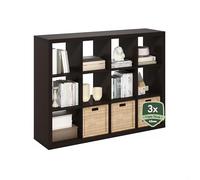Furinno CUBICLE Libreria, Libreria A 12 Cubi, Organizer A Cubi Con Telaio Triplo Spessore, Per Soggiorno, Camera Da Letto, Home Office, Rovere Scuro