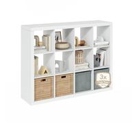 Furinno CUBICLE Libreria, Libreria A 12 Cubi, Organizer A Cubi Con Telaio Triplo Spessore, Per Soggiorno, Camera Da Letto, Home Office, Bianco