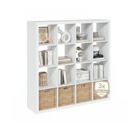 Furinno CUBICLE Libreria, Libreria A 16 Cubi, Organizer A Cubi Con Telaio Triplo Spessore, Per Soggiorno, Camera Da Letto, Home Office, Bianco
