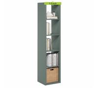 Furinno CUBICLE libreria verticale a 5 cubi con telaio spesso, libreria reversibile orizzontale e verticale con retro aperto, per soggiorno, camera da letto, ufficio in casa, verde salvia