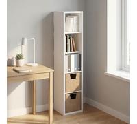 Furinno CUBICLE Libreria verticale a 5 cubi con telaio spesso, reversibile orizzontalmente e verticalmente, 37,08 x 40,4 x 182,9 cm, per soggiorno, camera da letto, ufficio domestico, Bianco semplice