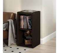 Furinno CUBICLE Mobile per Giradischi con Raccoglitore per Vinili, 2-Cube 1.2 Extra Spesso Raccoglitore per Dischi in Vinile, Scaffale Multimediale per CD DVD Dischi, Rovere Scuro Nero