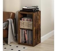 Furinno CUBICLE Mobile per Giradischi con Raccoglitore per Vinili, 2-Cube 1.2 Extra Spesso Raccoglitore per Dischi in Vinile, Scaffale Multimediale Aperto sul Retro per CD DVD Dischi, Pino Ambra