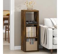 Furinno CUBICLE Mobile per Giradischi con Raccoglitore per Vinili, 3-Cube 1.2 Extra Spesso Raccoglitore per Dischi in Vinile, Scaffale Multimediale Aperto sul Retro per CD DVD Dischi, Pino Ambra