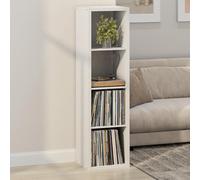 Furinno CUBICLE Mobile per Giradischi con Raccoglitore per Vinili, 4-Cube 1.2 Extra Spesso Raccoglitore per Dischi in Vinile, Scaffale Multimediale Aperto sul Retro per CD DVD Dischi, Bianco