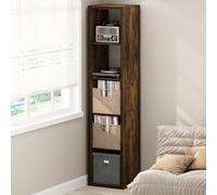 Furinno CUBICLE Mobile per Giradischi con Raccoglitore per Vinili, 5-Cube 1.2 Extra Spesso Raccoglitore per Dischi in Vinile, Scaffale Multimediale Aperto sul Retro per CD DVD Dischi, Pino Ambra