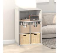 Furinno CUBICLE Mobile per Giradischi con Raccoglitore per Vinili, 5-Cube 1.2 Extra Spesso Raccoglitore per Dischi in Vinile, Scaffale Multimediale Aperto sul Retro per CD DVD Dischi, Bianco