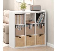 Furinno CUBICLE Mobile per Giradischi con Raccoglitore per Vinili, 9-Cube 1.8 Triplo Spessore Raccoglitore per Dischi in Vinile, Scaffale Multimediale Aperto sul Retro per CD DVD Dischi, Bianco