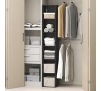 Furinno CUBICLE, organizer e contenitori per armadio a 6 ripiani, organizer per armadio, contenitore per armadio a ripiani aperti, per guardaroba, camera da letto, soggiorno, legno nero