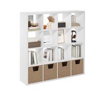 Furinno Cubicle, organizer per riporre i cubi decorativi sul retro aperto, 16 cubi, Bianco