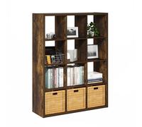 Furinno Cubicle Organizzatore Decorativo a Cubi con Retro Aperto, 12-Cubi, Amber Pine