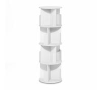 Furinno DALY Libreria A 4 Ripiani Girevole Organizer Tipo Lazy Susan Con Libreria Angolare Girevole A 360°, Per Soggiorno, Camera Da Letto, Ufficio Domestico, Bianco