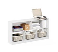 Furinno DALY libreria, a 5 cubi libreria, libreria organizer orizzontale a cubi, 27.7 x 119.9 x 59.9 cm, per soggiorno, camera da letto, ufficio domestico, Bianco