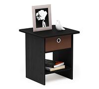 Furinno Dario Comodino, HOLZ, Nero/Marrone (Americano/Medium Brown), taglia unica