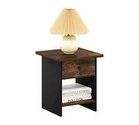 Furinno Dario, Comodino, tavolino con cassetto della Spazzatura, Pino Ambrato/Nero, 1-Confezione