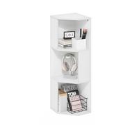 Furinno ECON libreria angolare, mensola d’angolo a 3 livelli, bookcase, libreria, 12 x 12 x 37, per ufficio in casa, soggiorno, bianco puro