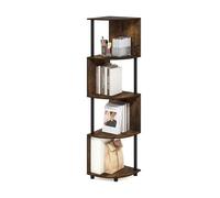 Furinno ECON Mensola Angolare, Libreria Angolare A 4 Ripiani, Scaffale Portaoggetti Zigzag, Scaffale Espositivo, Libreria, Per Organizzazione E Contenimento, Pino Ambrato