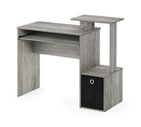 Furinno Econ Multipurpose Home Office Scrivanie per Computer, truciolato, Rovere Francese Grigio/Nero, 40.01 x 40.01 x 86.61 cm