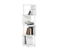 Furinno ECON scaffale angolare, a 4 ripiani libreria angolare, scaffali contenitivi a zigzag, scaffale espositivo, libreria, per organizzazione e contenimento, soggiorno, ufficio domestico, Bianco