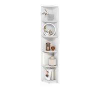 Furinno ECON scaffale angolare, a 5 ripiani libreria angolare, scaffali contenitivi, scaffale espositivo, libreria, per organizzazione e contenimento, soggiorno, ufficio domestico, Bianco