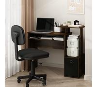 Furinno ECON - Scrivania da gioco con vassoio per tastiera, scrivania per computer, scrivania da ufficio con ripiani laterali e cestino, 101 cm, per casa, ufficio, studio, dormitorio, rovere ambrato