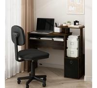 Furinno ECON - Scrivania da gioco per 40 persone, con vassoio per tastiera, scrivania per computer, scrivania da ufficio con ripiani laterali e cestino portaoggetti, per casa, ufficio, studio