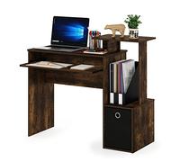Furinno Econ scrivania Multiuso per Computer per casa e Ufficio con Contenitore, Legno ingegnerizzato, Pino Ambrato/Nero, 100.1 (W) x 86.6 (H) x 39.9 (D) cm