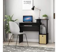 Furinno ECON - Scrivania per computer da 101,6 cm con ripiani laterali, scrivania da ufficio con ripiano per tastiera e scatole portaoggetti, scrivania da gioco rettangolare per casa, ufficio, camera